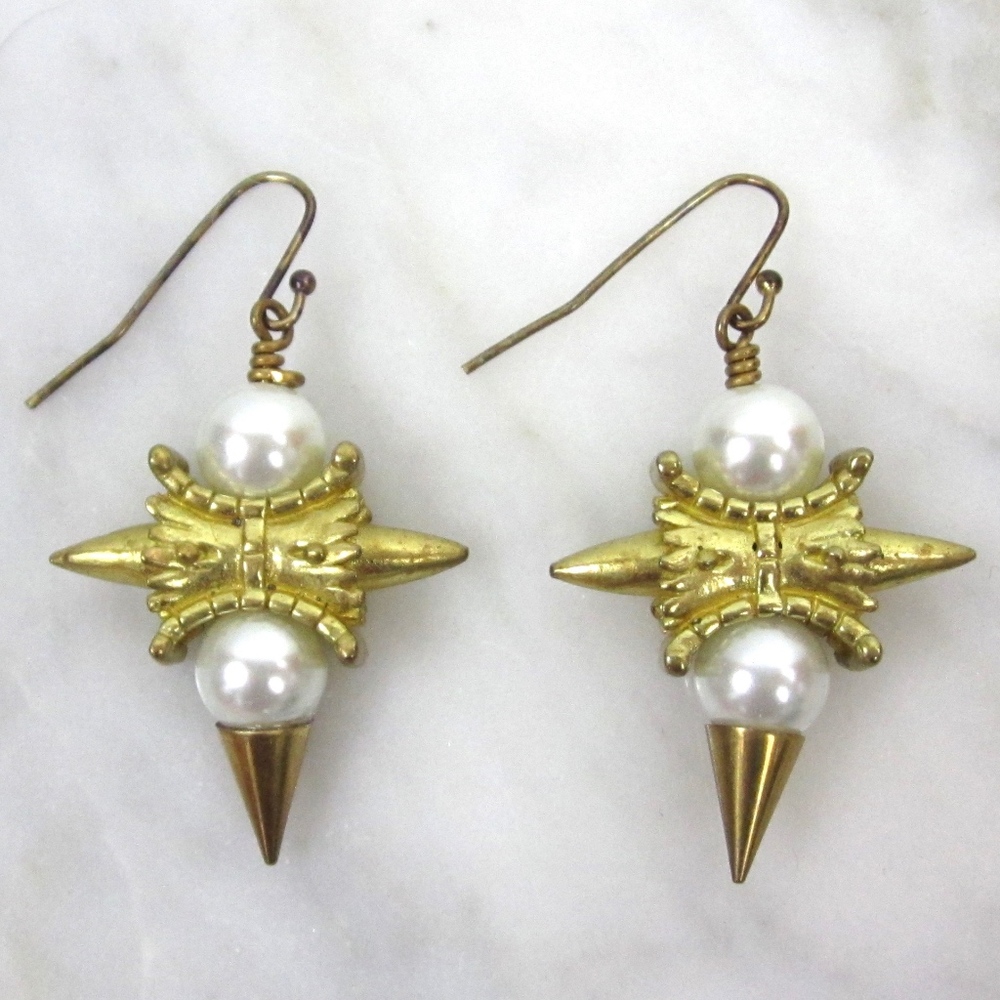 Fenton Fallon Gold Pearl Versailles Drop Earrings